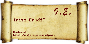 Iritz Ernő névjegykártya